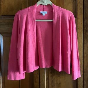 Susan Graver Coral Sweater Knit 3/4 Sleeve Open Front Shrug size 1X